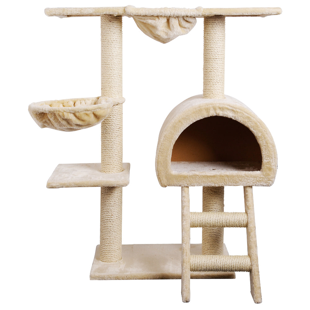 Cat Tree 100cm Tower Scratching Post Scratcher Condo House Trees Bed Beige