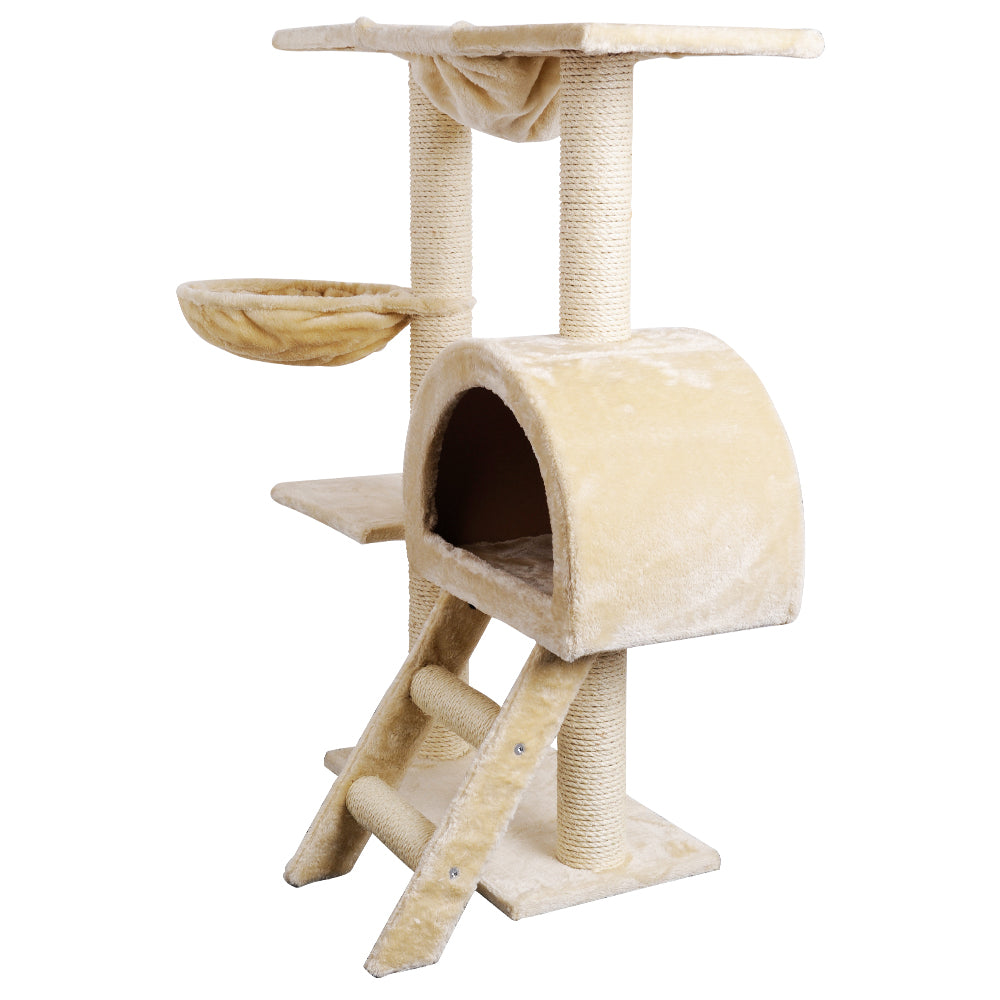 Cat Tree 100cm Tower Scratching Post Scratcher Condo House Trees Bed Beige