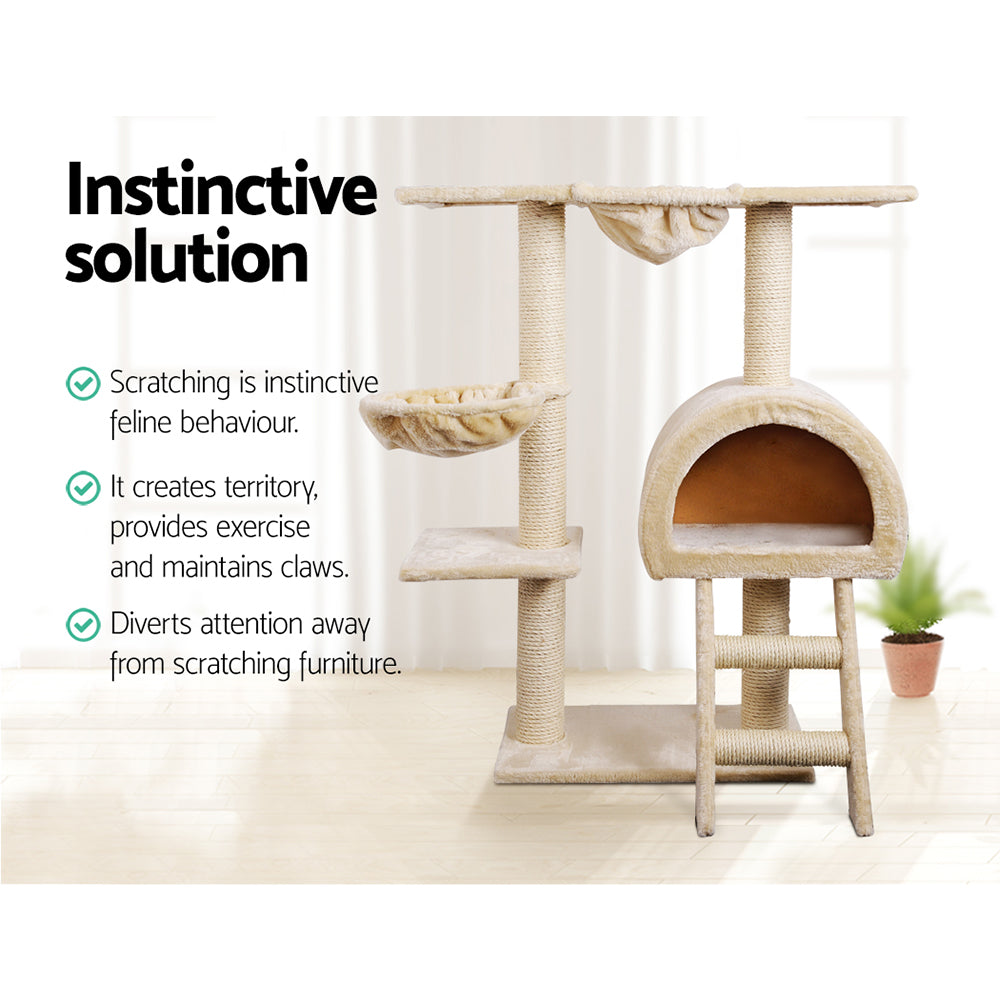 Cat Tree 100cm Tower Scratching Post Scratcher Condo House Trees Bed Beige