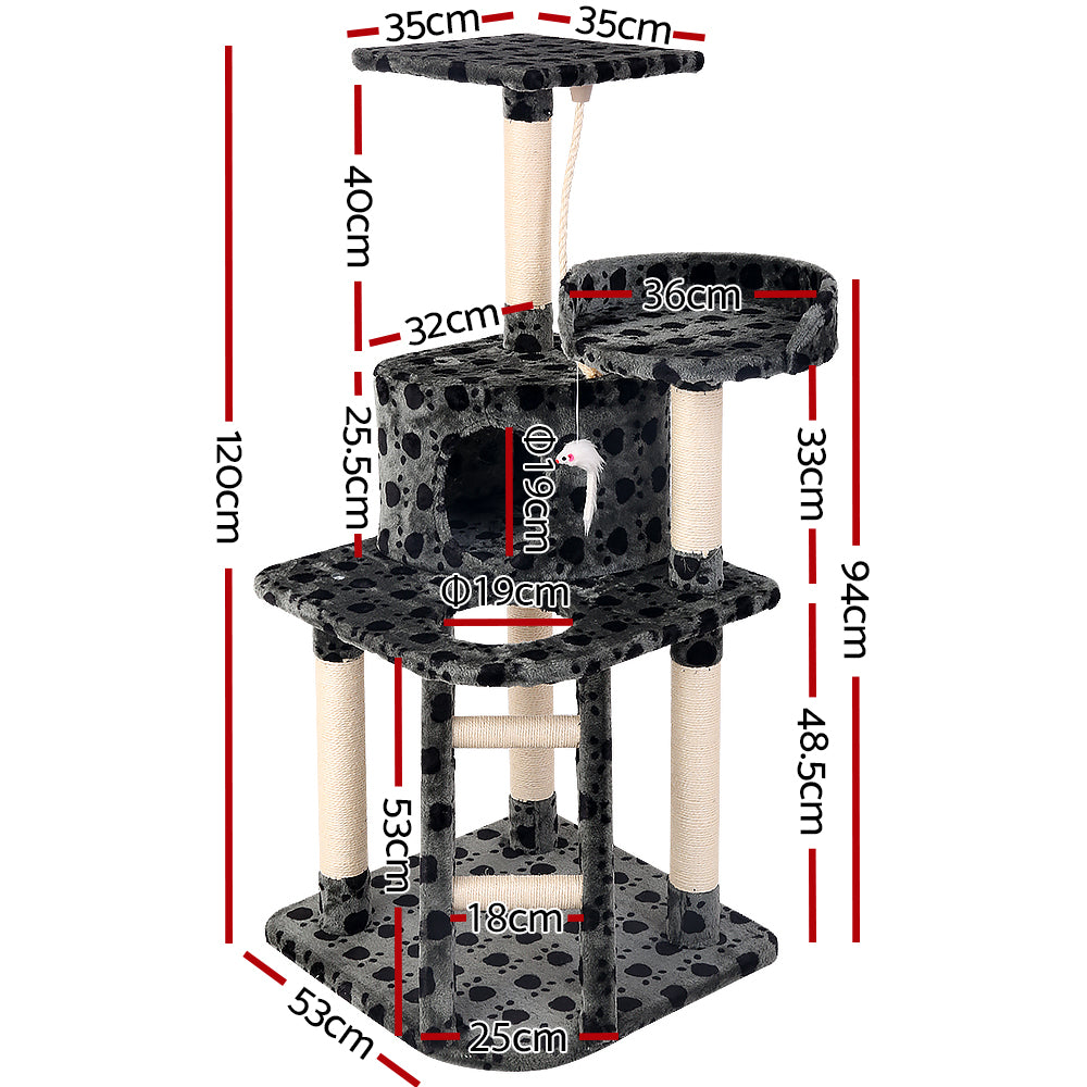 Cat Tree 120cm Tower Scratching Post Scratcher Trees Bed Wood Condo Toys Bed