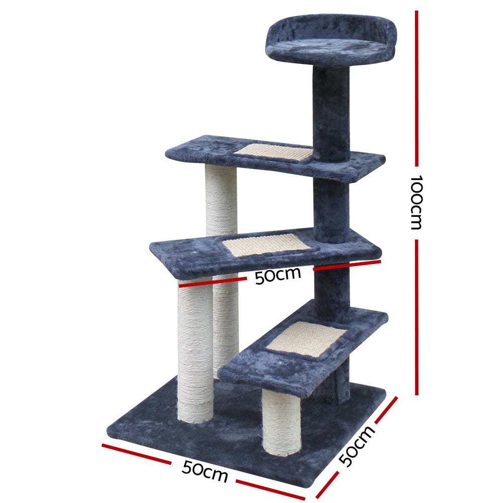 Cat Tree 100cm Scratching Post Scratcher Tower Wood Condo House Trees Bed