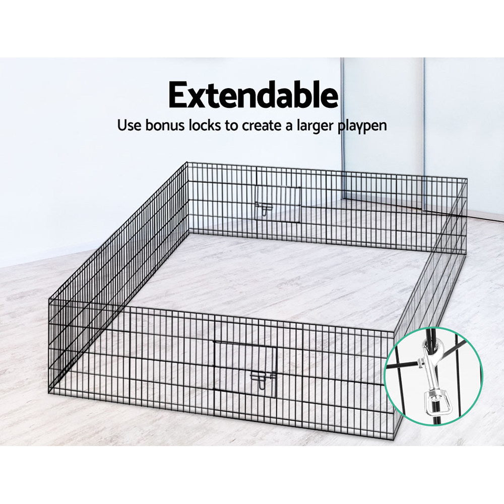 24" 8 Panel Dog Playpen Pet Fence Exercise Cage Enclosure Play Pen