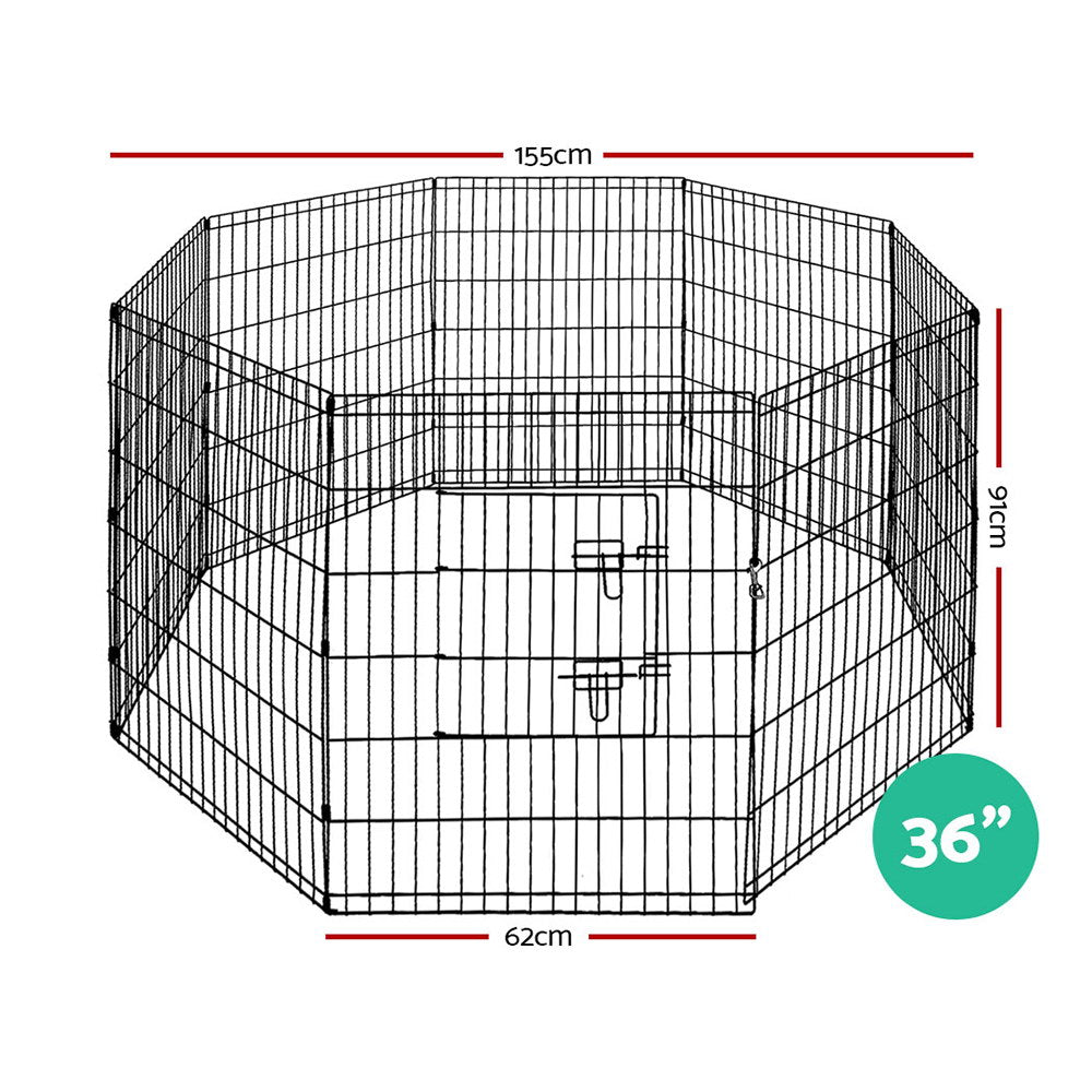 36" 8 Panel Dog Playpen Pet Fence Exercise Cage Enclosure Play Pen