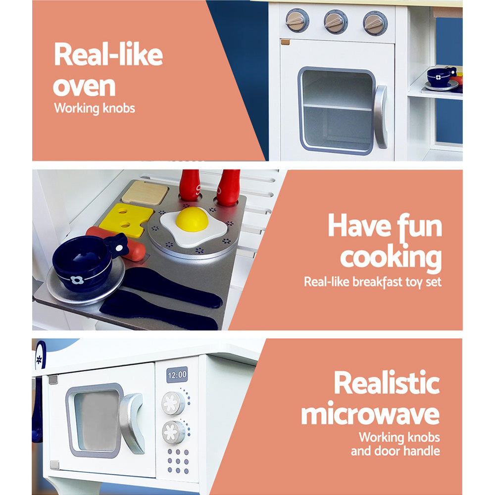 Kids Kitchen Play Set Wooden Pretend Toys Cooking Children Cookware Food