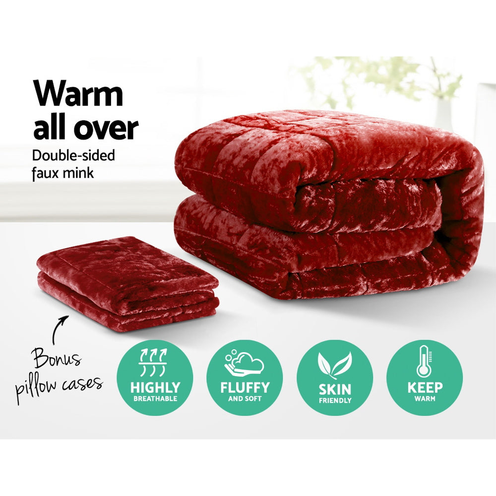 Faux Mink Quilt Burgundy King