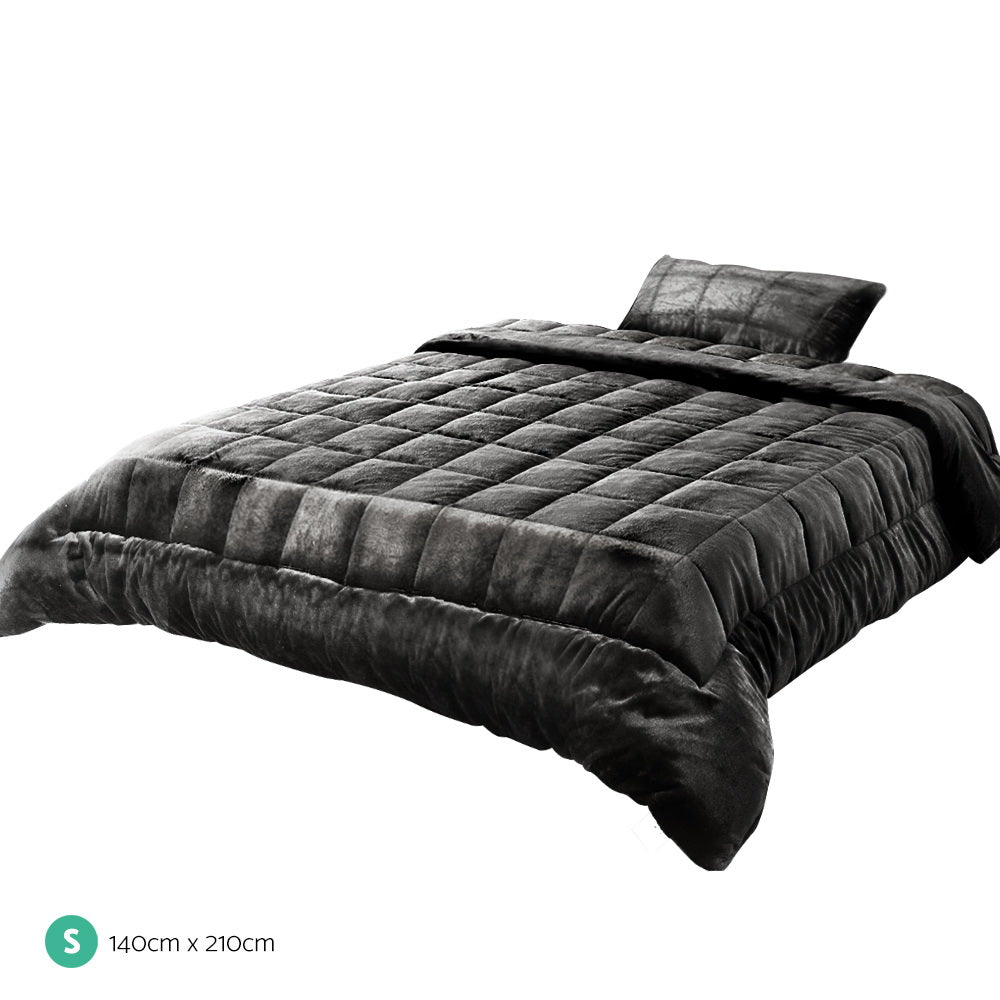 Faux Mink Quilt Charcoal Single