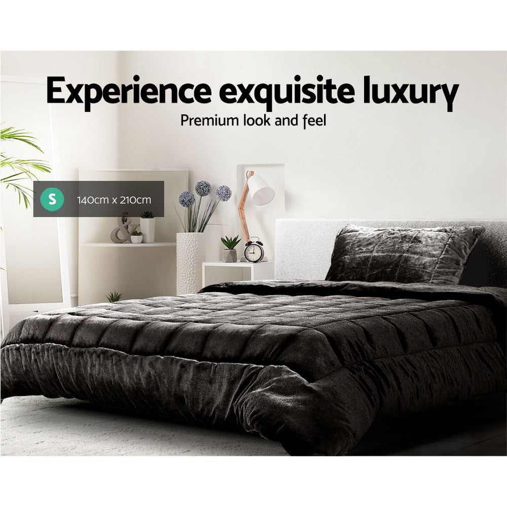 Faux Mink Quilt Charcoal Single