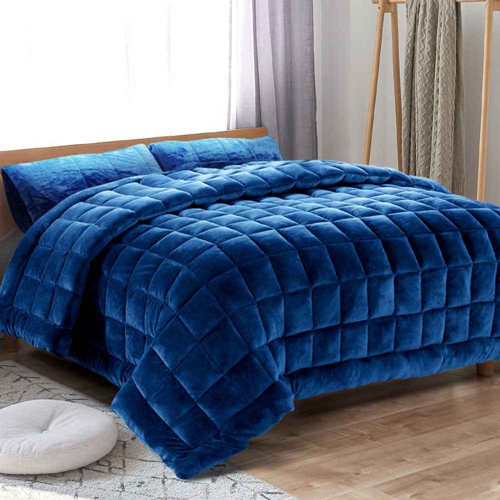 Faux Mink Quilt Blue King