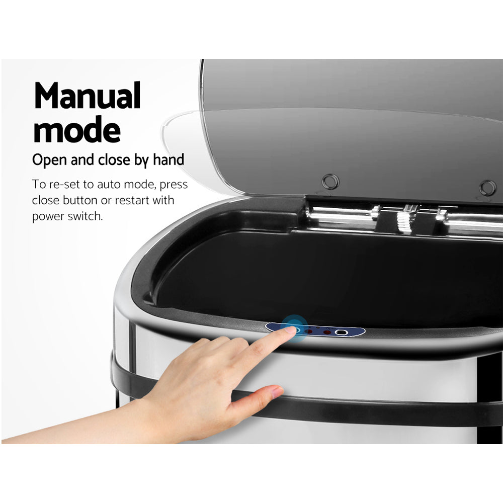 68L Motion Sensor Bin Rubbish Automatic Silver