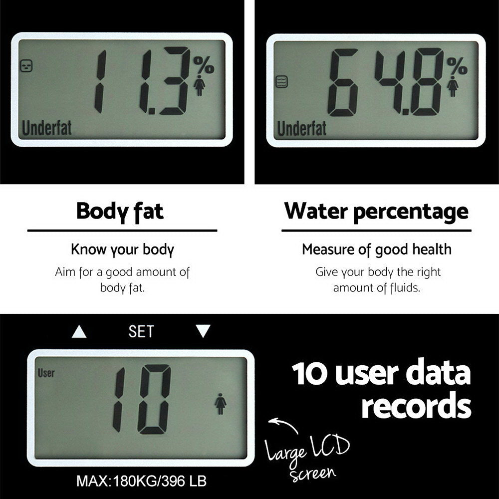 Body Fat Bathroom Scale Weighing Water Body Fat Gym 180KG