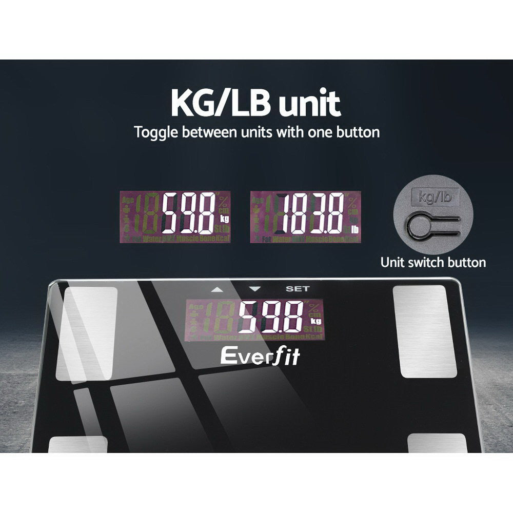 Body Fat Bathroom Scale Weighing BMI Monitor Gym 180KG