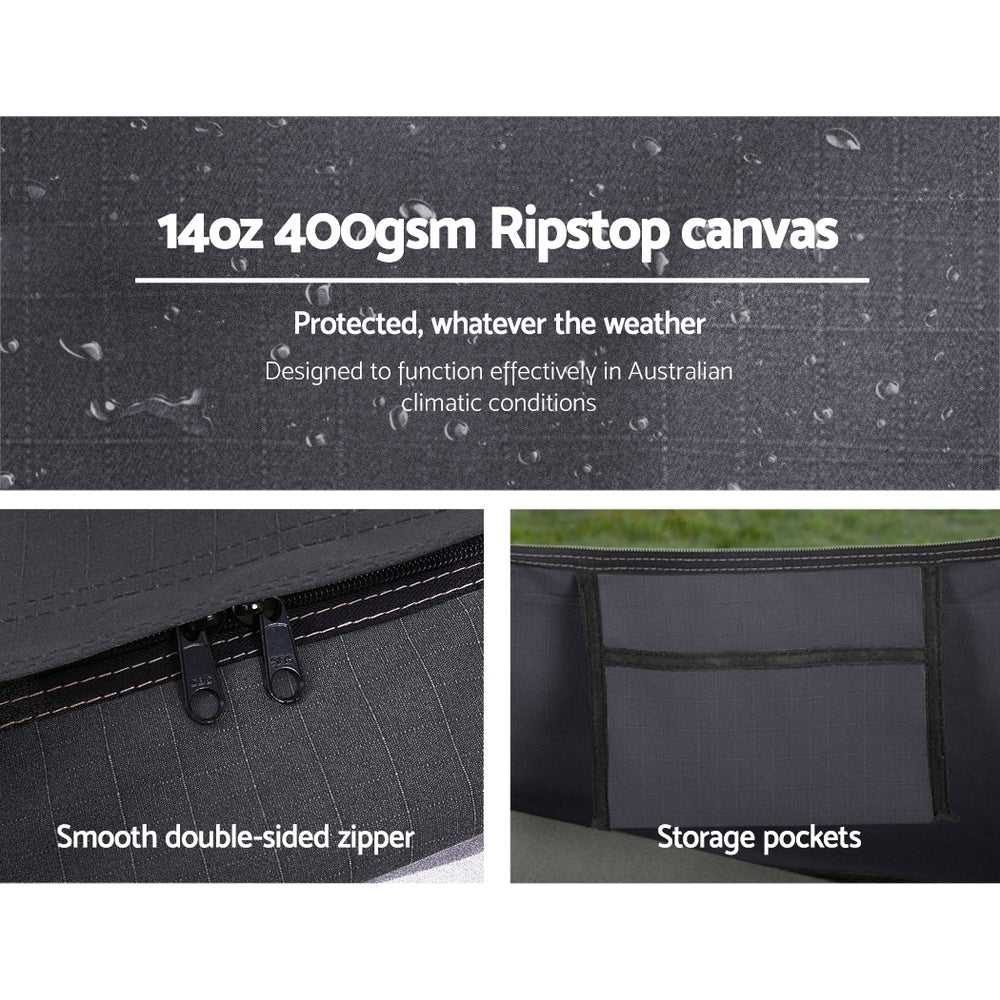 Double Swag Camping Swags Deluxe Canvas Tent Dark Grey