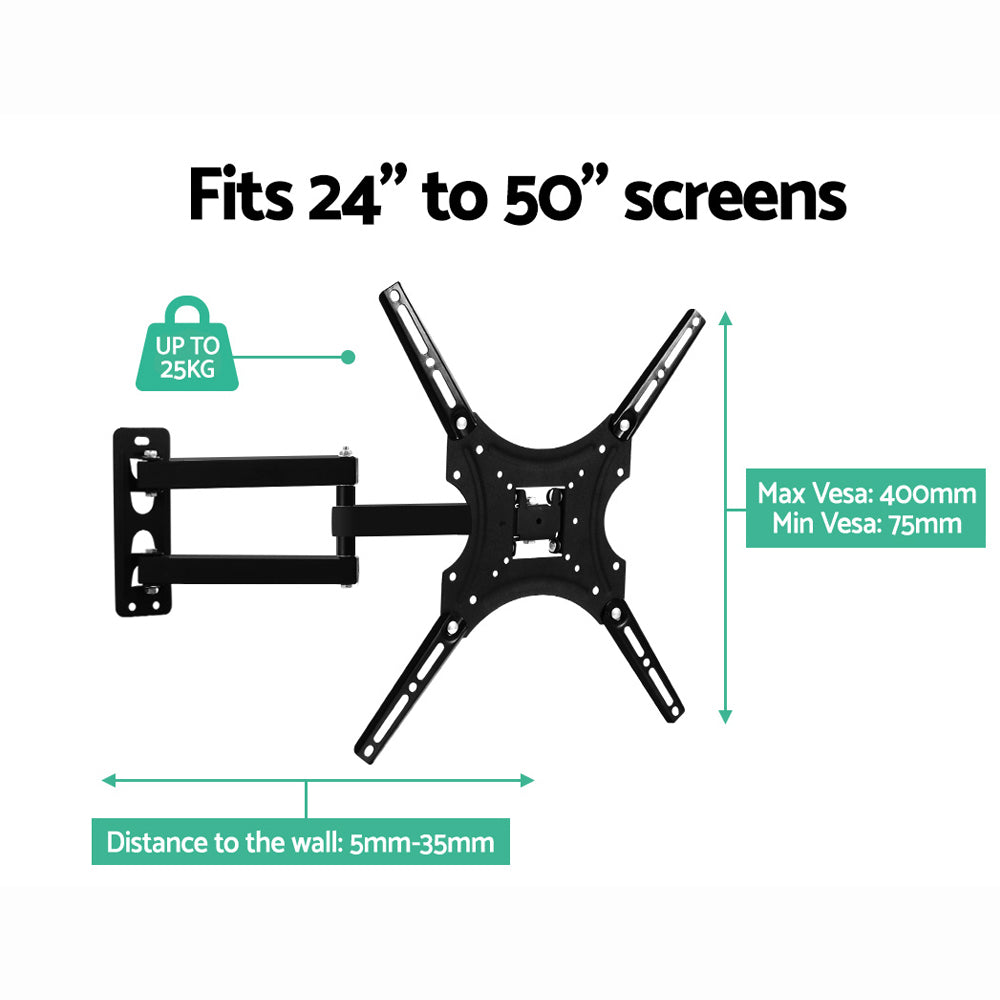 TV Wall Mount Bracket for 24"-50" LED LCD TVs Full Motion Strong Arms