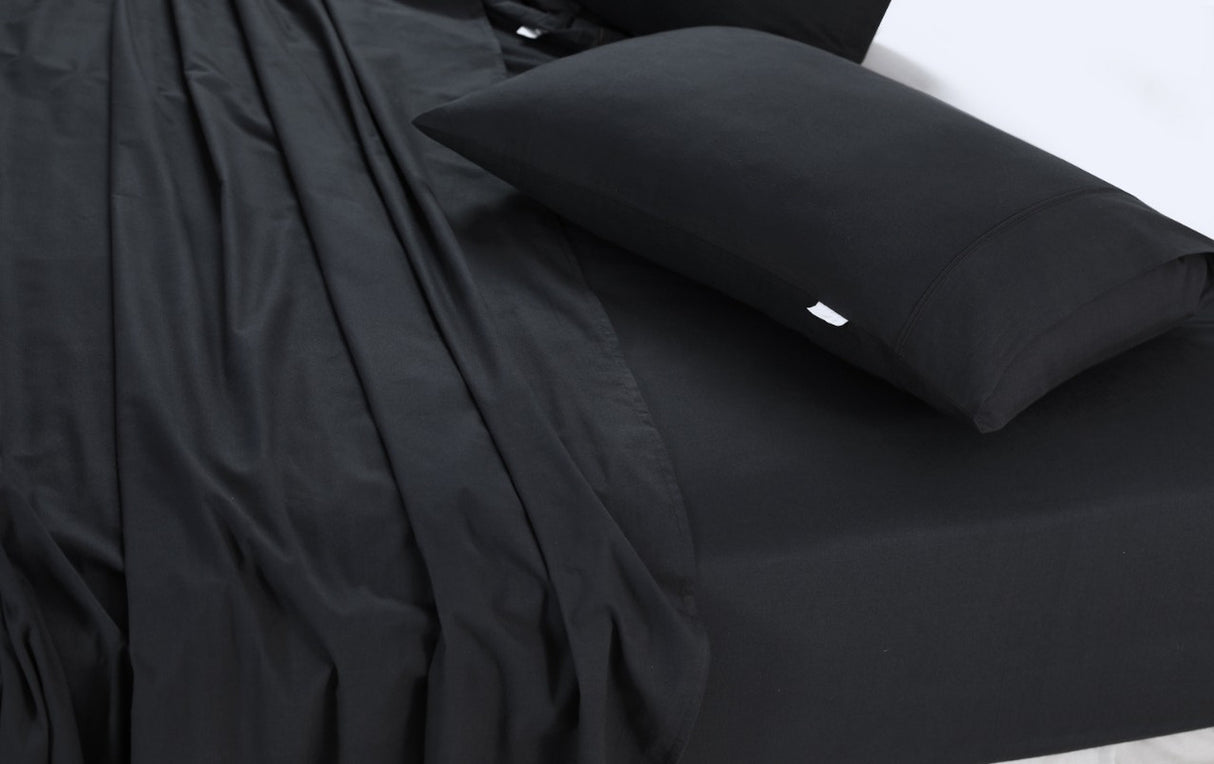 100% Egyptian Cotton Vintage Washed 500TC Charcoal Double Bed Sheets Set