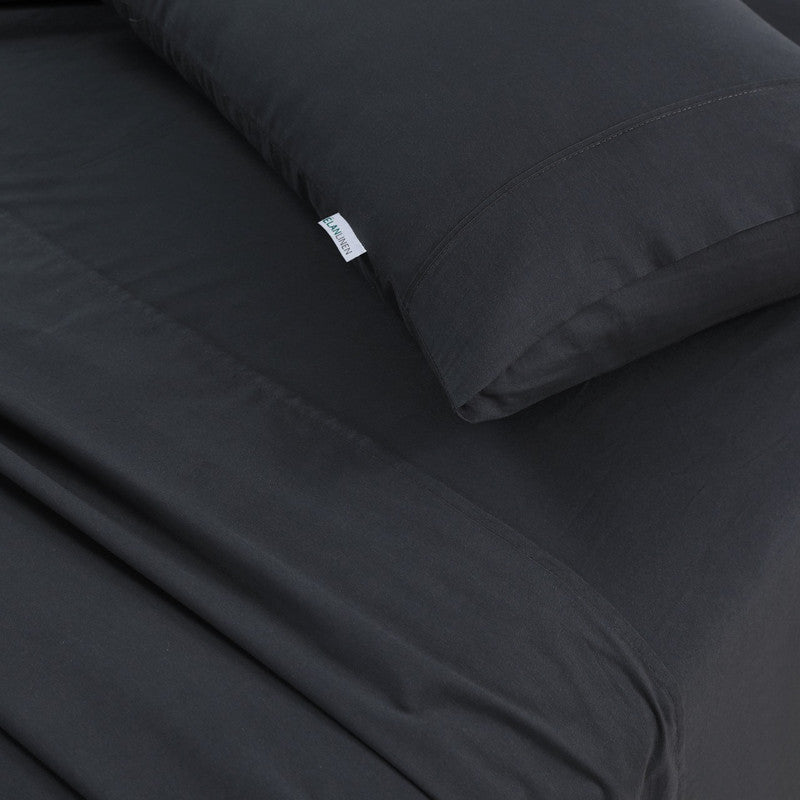 100% Egyptian Cotton Vintage Washed 500TC Charcoal Double Bed Sheets Set
