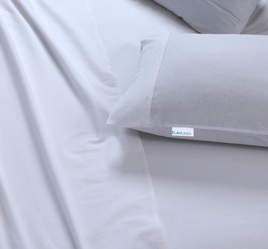 100% Egyptian Cotton Vintage Washed 500TC White Single Bed Sheets Set