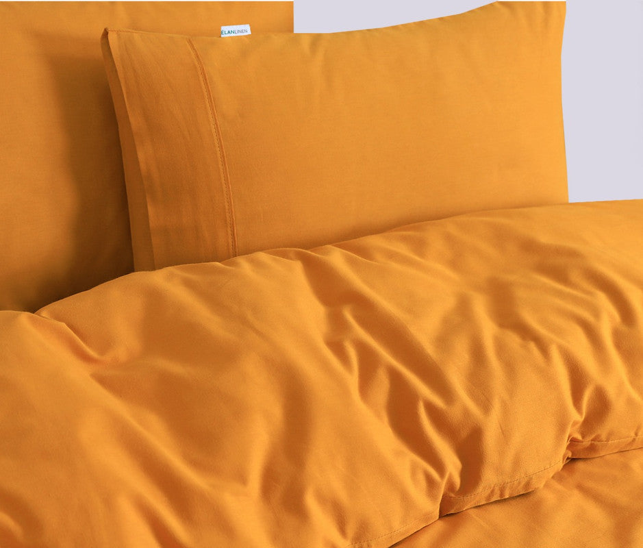 100% Egyptian Cotton Vintage Washed 500TC Mustard Super King Quilt Cover Set