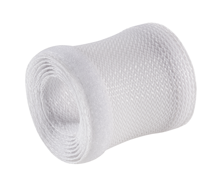 Flexible Cable Wrap Sleeve with Hook and Loop Fastener 85mm/3.3' Width Material Polyester Dimensions 1000x85mm - White