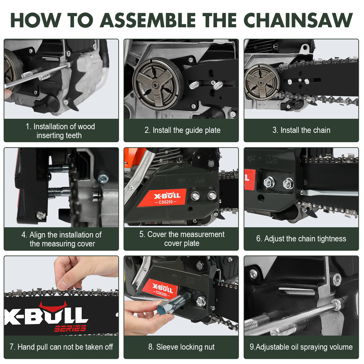 Petrol Chainsaws Commercial 20" Bar 62cc E-Start Tree Pruning Top Handle