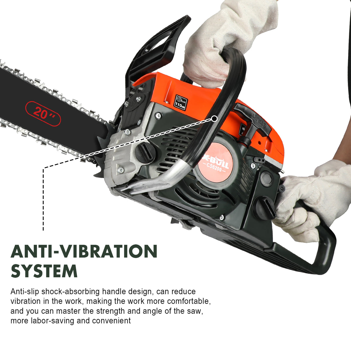 Petrol Chainsaws Commercial 20" Bar 62cc E-Start Tree Pruning Top Handle