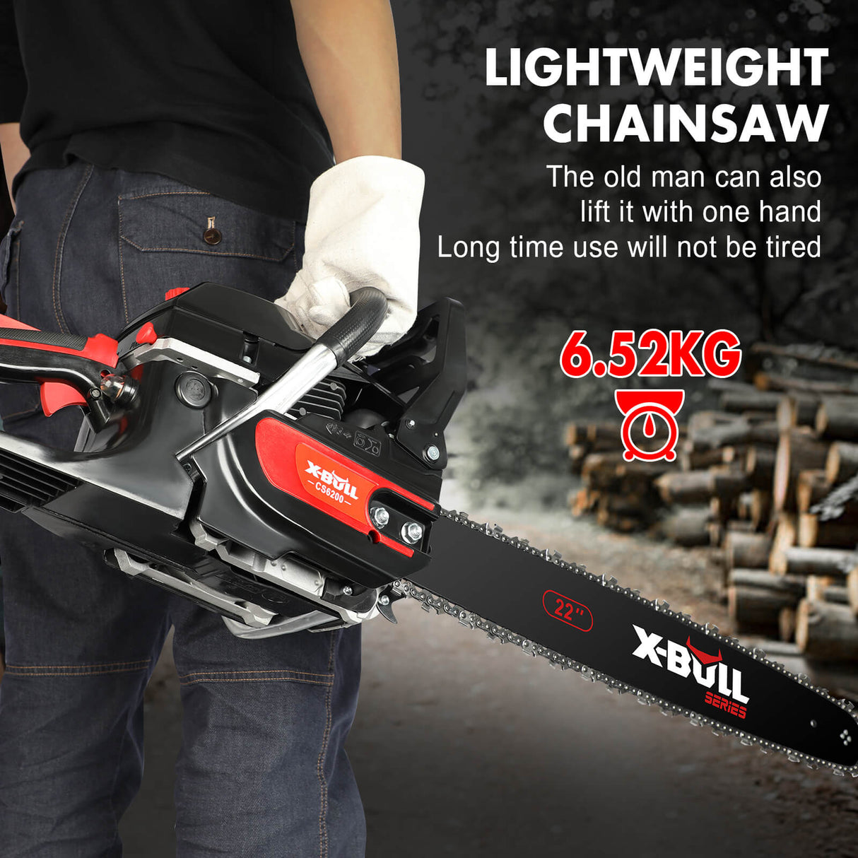 62cc Chainsaw Petrol Commercial 22" Bar E-Start Tree Pruning Top Handle