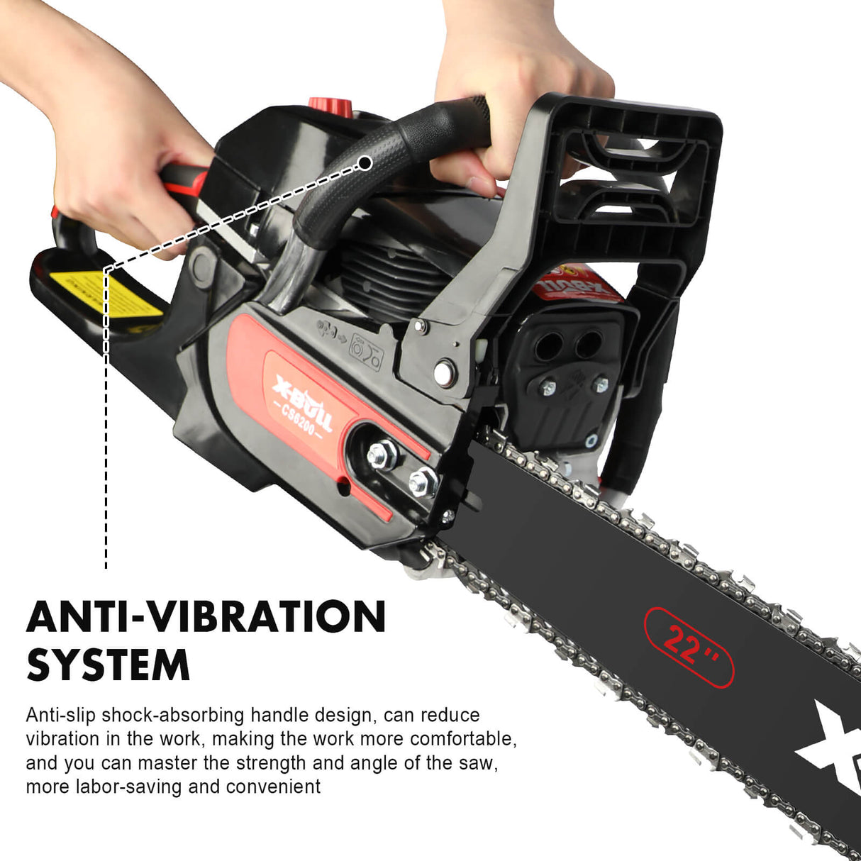 62cc Chainsaw Petrol Commercial 22" Bar E-Start Tree Pruning Top Handle