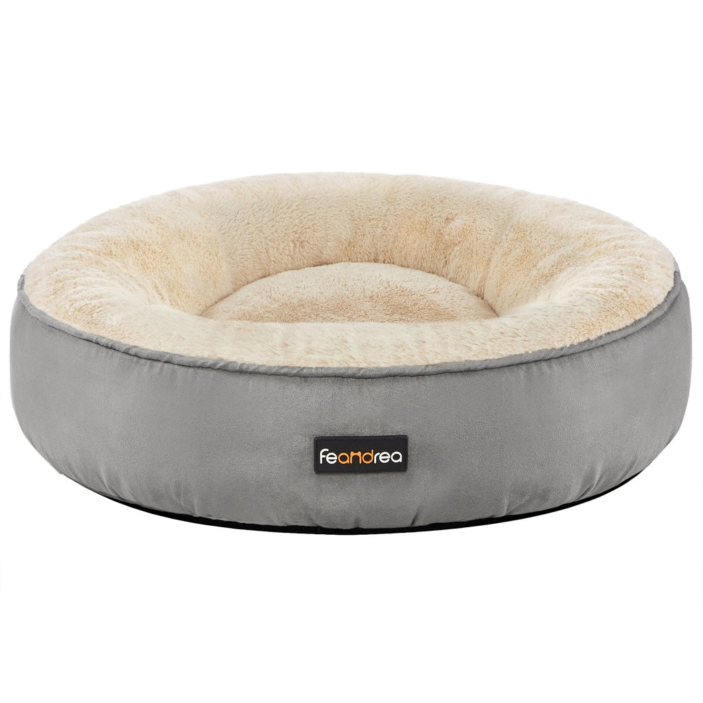 50cm Cat Dog Sofa Bed Round Shape Fabric Light Grey