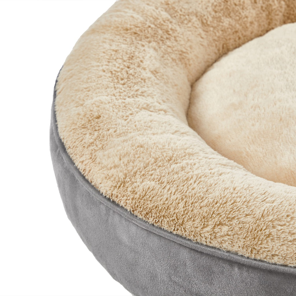 50cm Cat Dog Sofa Bed Round Shape Fabric Light Grey