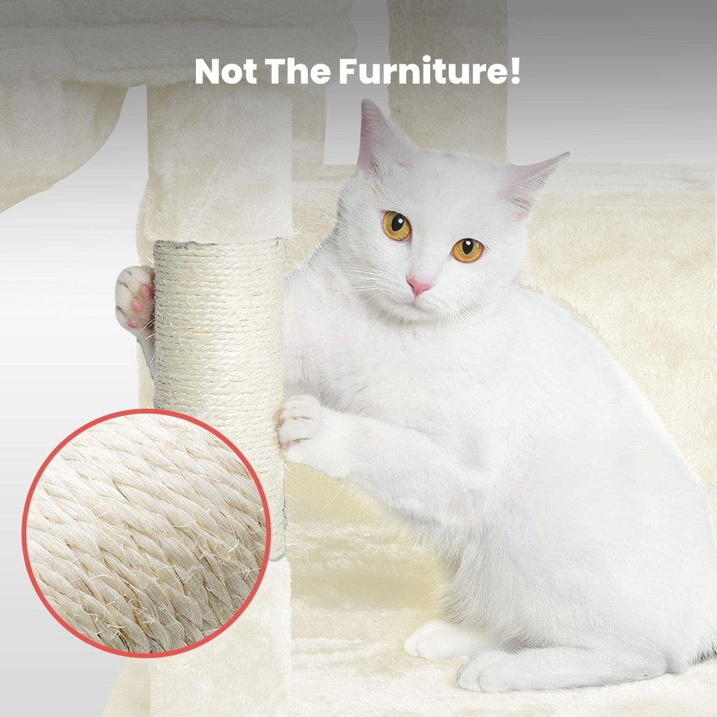 155cm Plush Cat Condo Cat Tree Beige