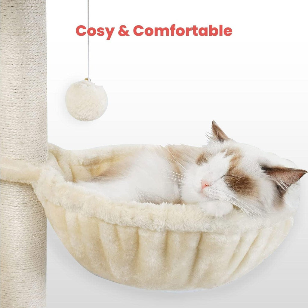 155cm Plush Cat Condo Cat Tree Beige