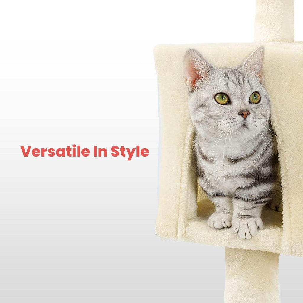 155cm Plush Cat Condo Cat Tree Beige
