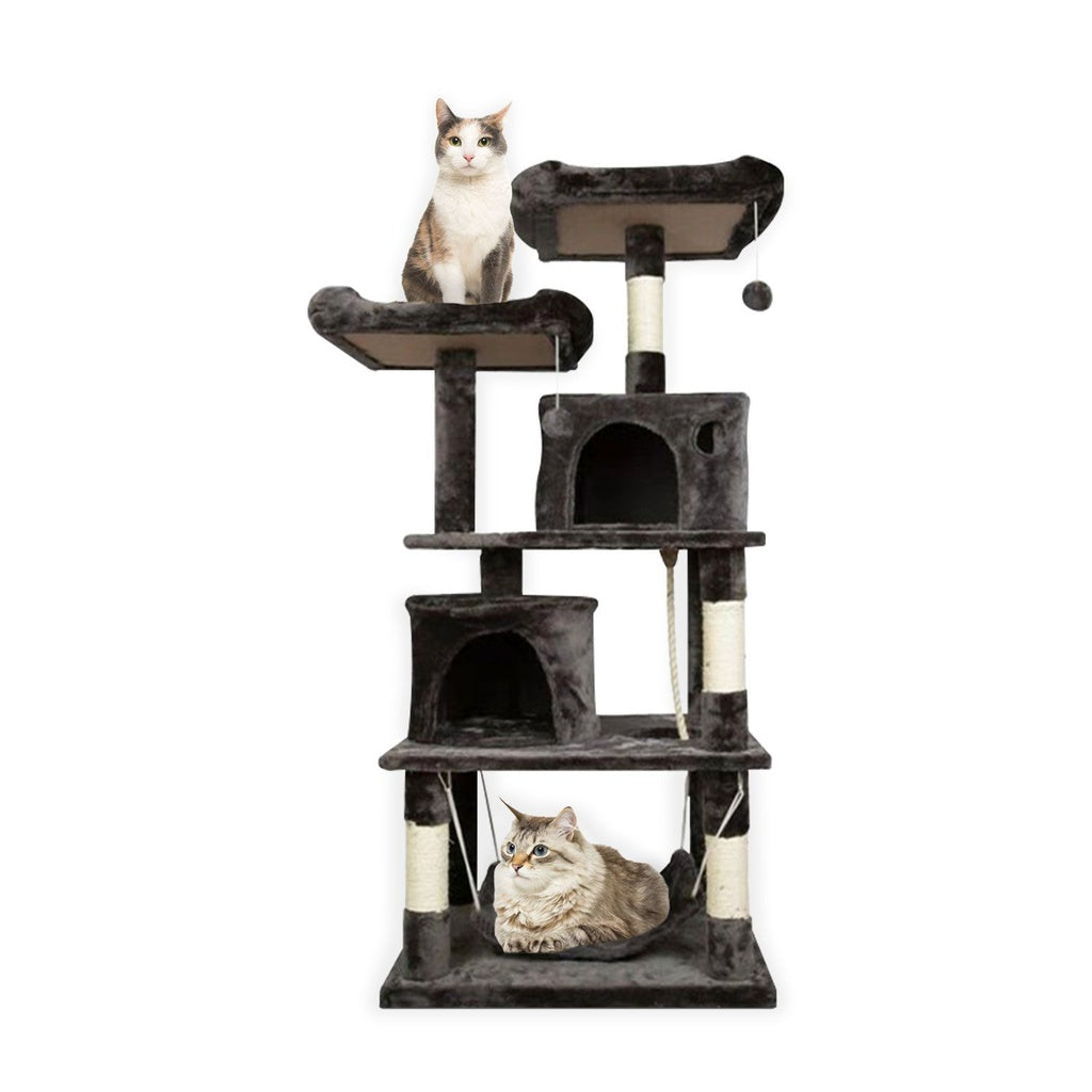 145cm Plush Cat Condo Cat Tree Dark Grey FI-CT-156-BJ