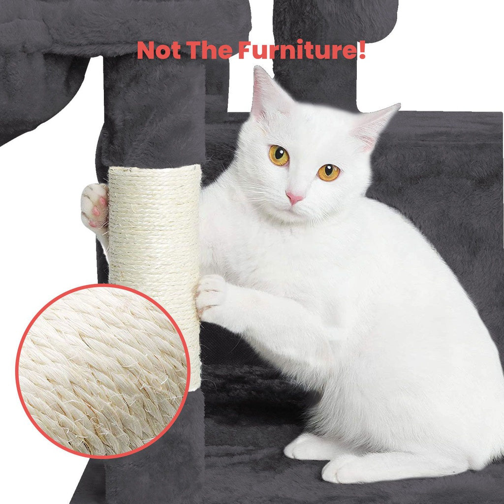 145cm Plush Cat Condo Cat Tree Dark Grey FI-CT-156-BJ