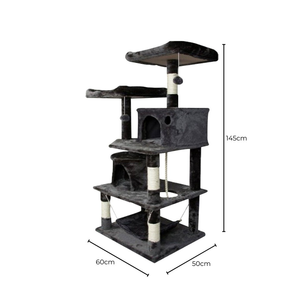 145cm Plush Cat Condo Cat Tree Dark Grey FI-CT-156-BJ