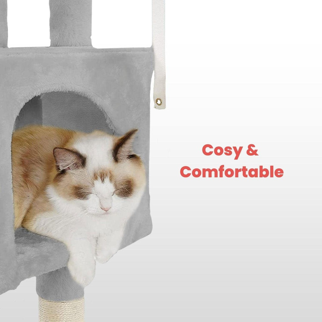 170cm Plush Cat Condo Cat Tree Grey FI-CT-161-ZZ