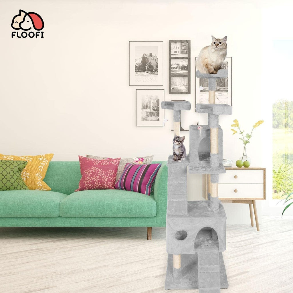 170cm Plush Cat Condo Cat Tree Grey FI-CT-161-ZZ