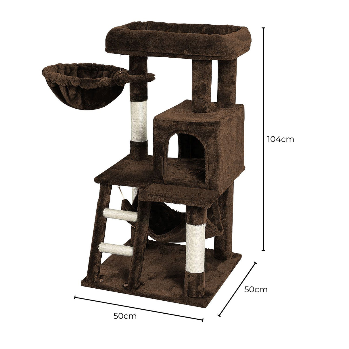 104cm Plush Cat Condo Cat Tree Brown FI-CT-167-ZZ