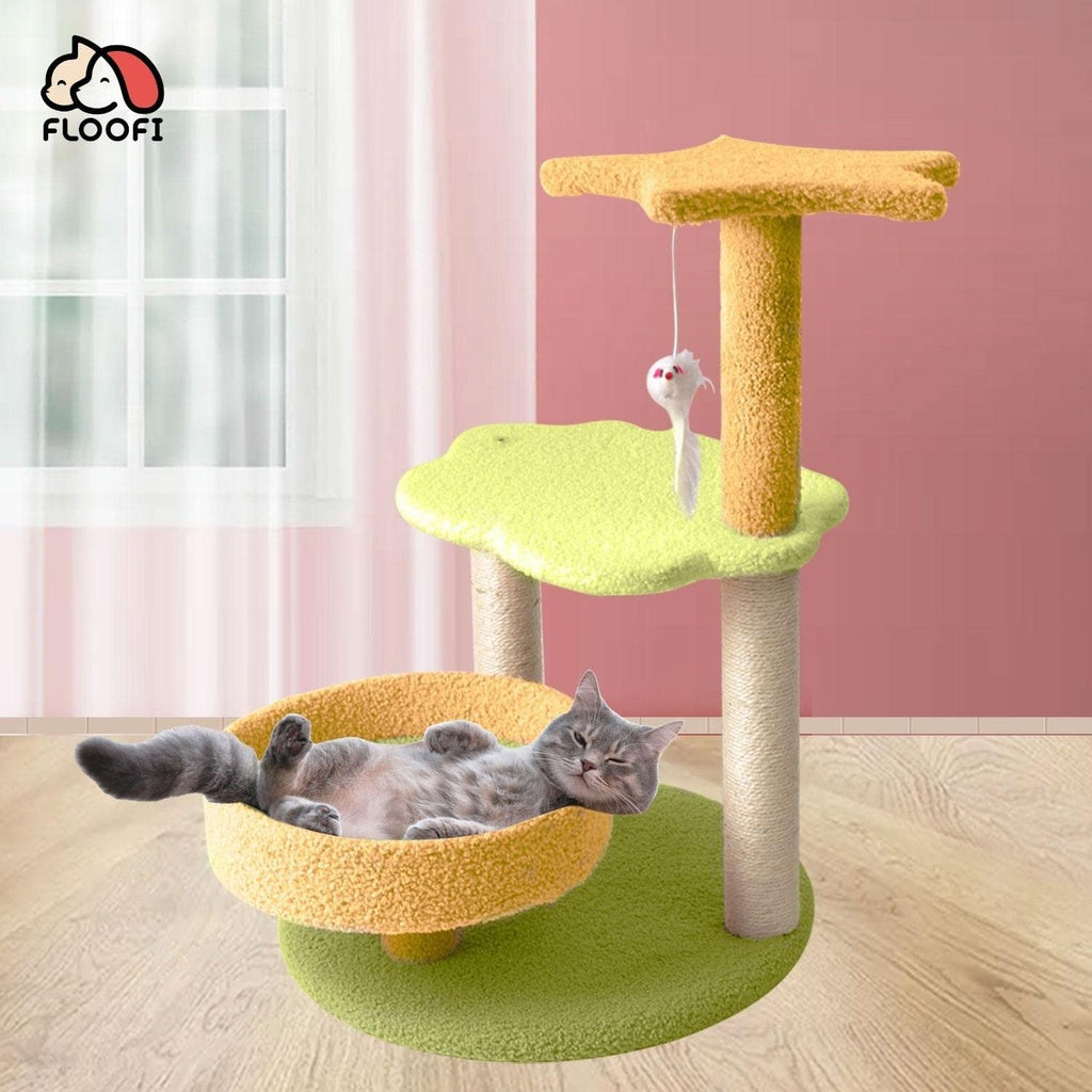 75cm Galaxy Plush Scratching Post Cat Tree Yellow Green FI-CT-144-MM