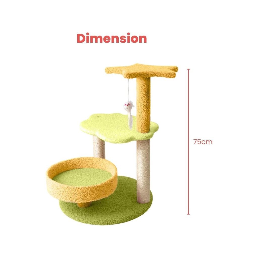 75cm Galaxy Plush Scratching Post Cat Tree Yellow Green FI-CT-144-MM
