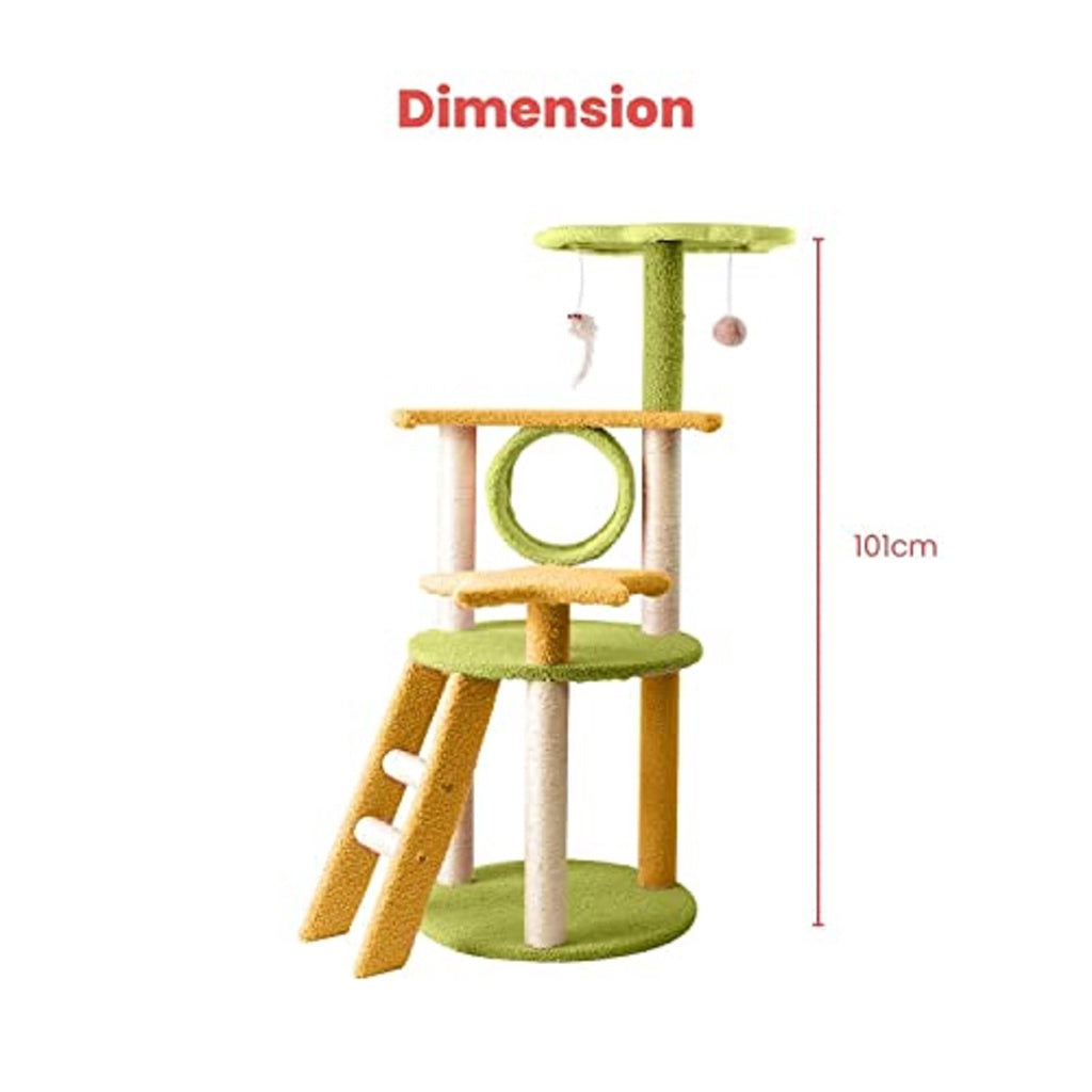 101cm Galaxy Plush Cat Condo Cat Tree Yellow Green FI-CT-147-MM