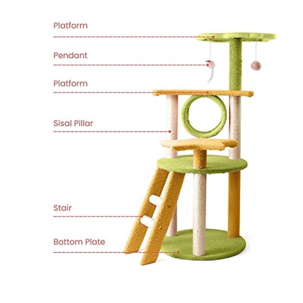 101cm Galaxy Plush Cat Condo Cat Tree Yellow Green FI-CT-147-MM