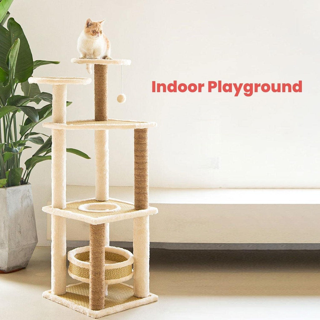 120cm 5 Layer Cat Condo Cat Tree Beige FI-CT-151-MM