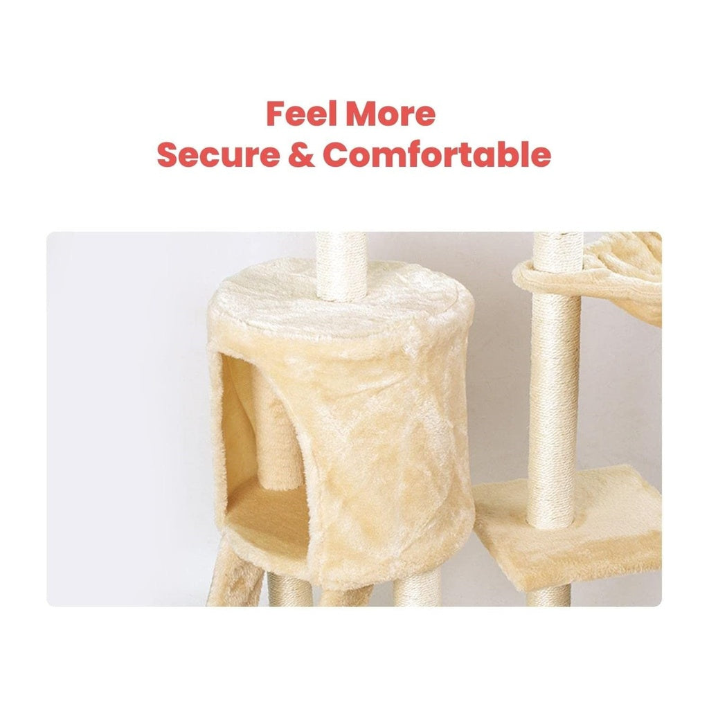 138cm 5 Layer Plush Cat Condo Cat Tree Beige FI-CT-158-MM