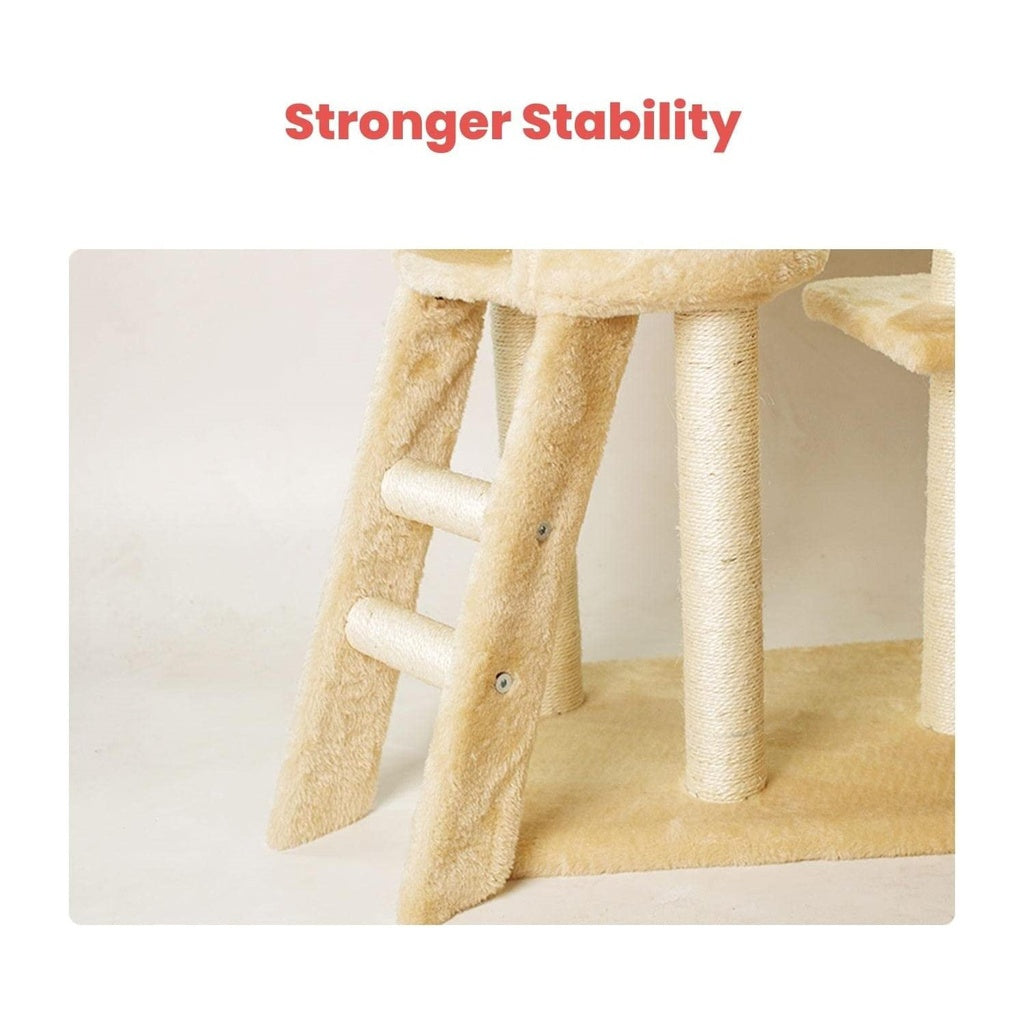 138cm 5 Layer Plush Cat Condo Cat Tree Beige FI-CT-158-MM