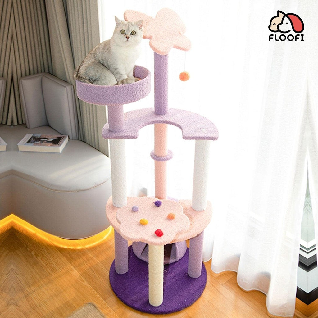 128cm Butterfly Plush Cat Condo Cat Tree Pink Purple FI-CT-152-MM