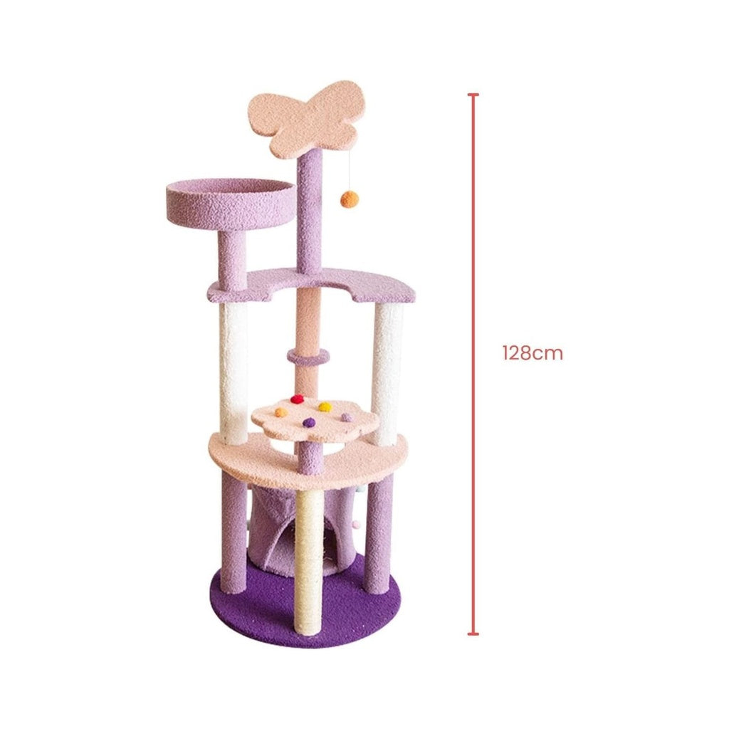 128cm Butterfly Plush Cat Condo Cat Tree Pink Purple FI-CT-152-MM