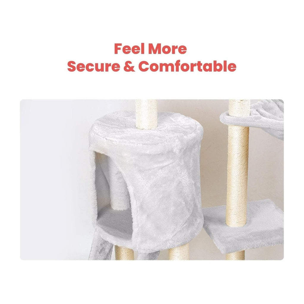 138cm 5 Layer Plush Cat Condo Cat Tree Light Grey FI-CT-160-MM