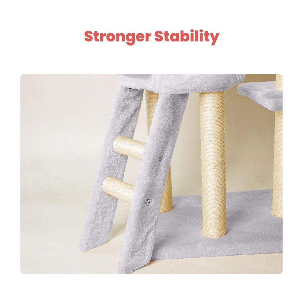 138cm 5 Layer Plush Cat Condo Cat Tree Light Grey FI-CT-160-MM