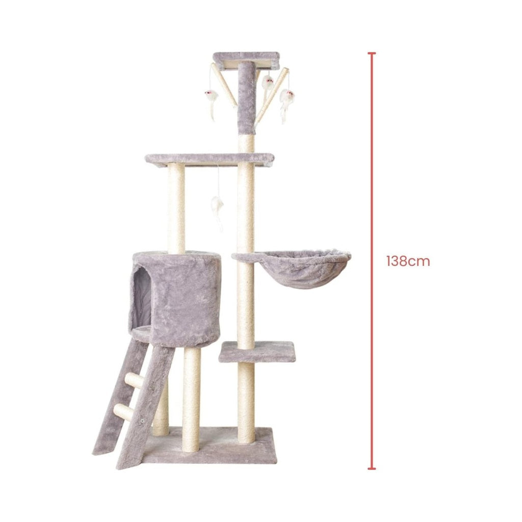 138cm 5 Layer Plush Cat Condo Cat Tree Light Grey FI-CT-160-MM