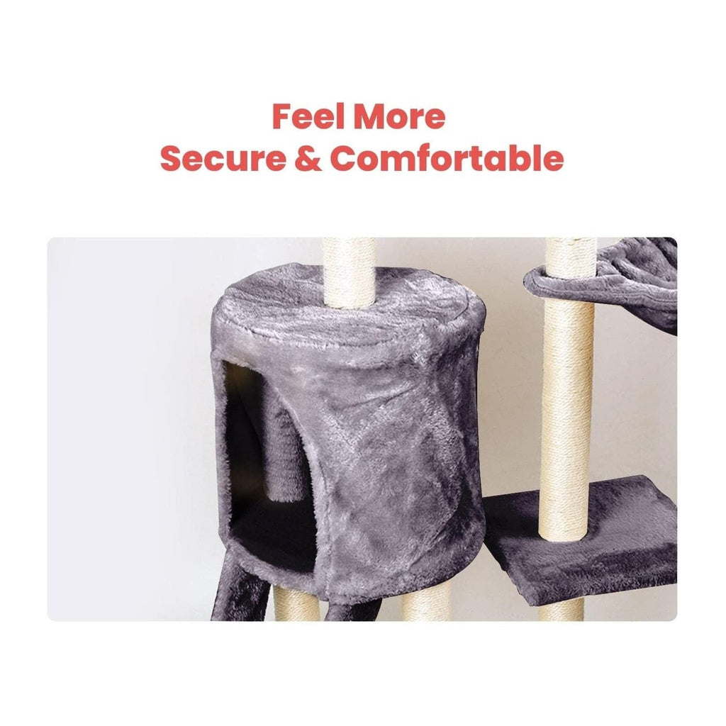 138cm 5 Layer Plush Cat Condo Cat Tree Dark Grey FI-CT-159-MM